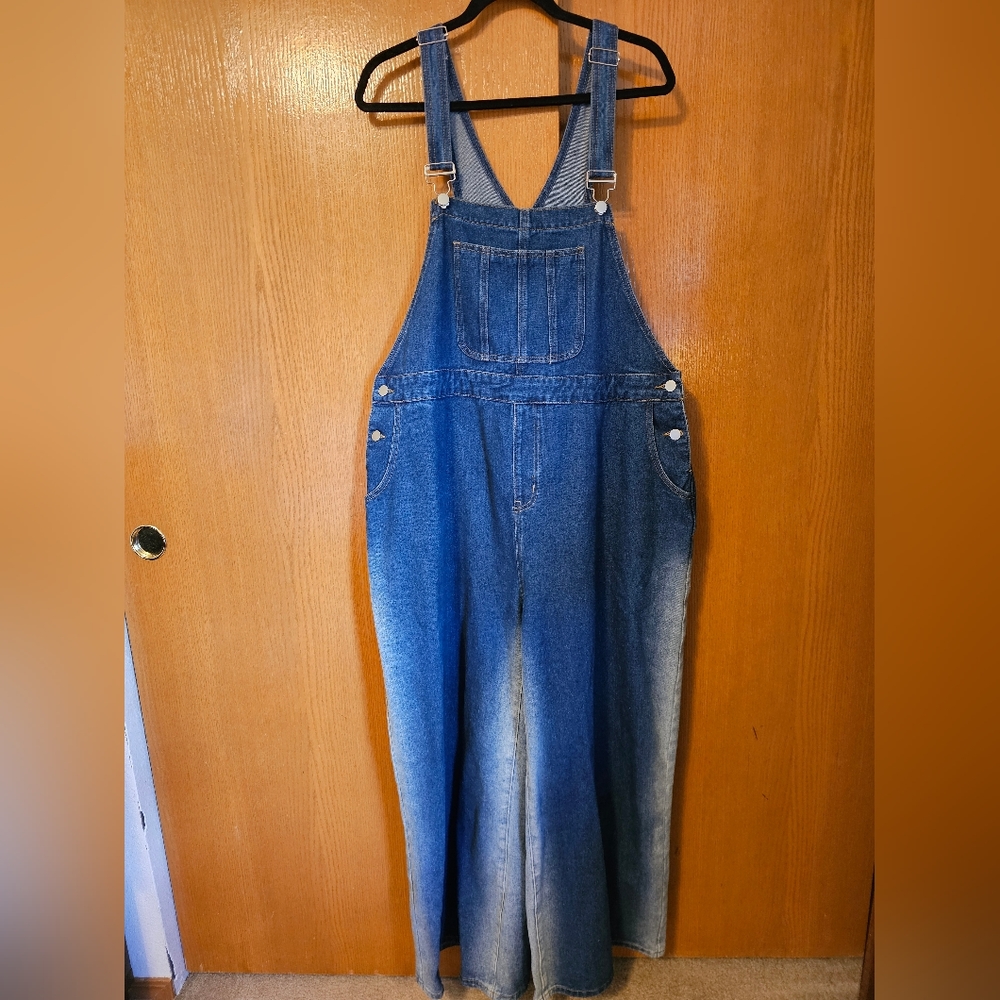 Plus size wide leg overalls